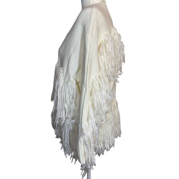 Cream Fringe Open Cardigan M/L Lightweight Knit Western Sweater With Fringe - Picture 8 of 8